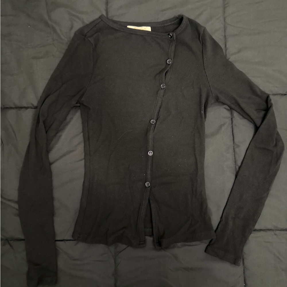 Women's Long Sleeve Ribbed Crewneck Shirts
Upper Button Fastening top